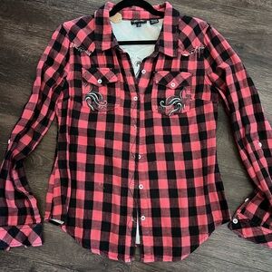 Miss Me buffalo check Button-Up Shirt